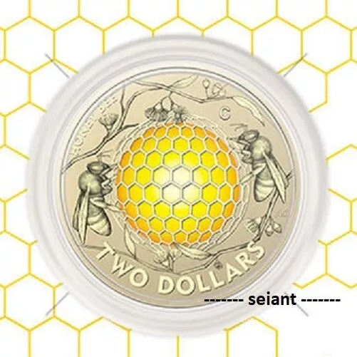 2022 $2 Mint Honey Bee 'C Mintmark' Two Dollar Colour Coin on Card UNC RAM