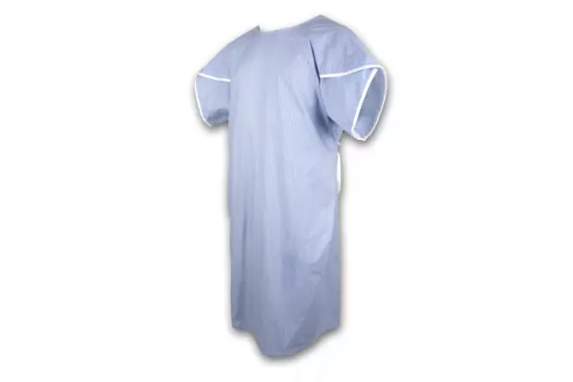 Unisex NHS Wrapover Patient Gown Blue Stripe with Butterfly Sleeve - Pack of 1