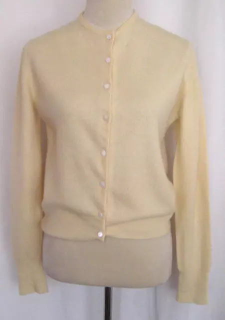 Vintage DALTON 1950s 100% Virgin Cashmere Beige Cardigan Sweater Size M
