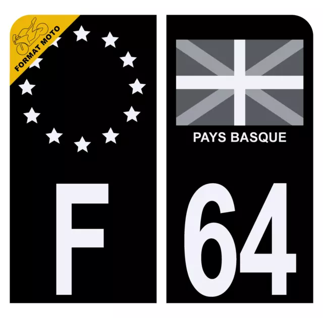 64 Pays Basque drapeau fond noir lot de 4 sticker - F europe