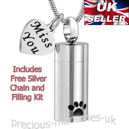 Dog Cat Cremation Ashes Necklace - Keepsake Memorial Jewellery - Pet Urn Pendant
