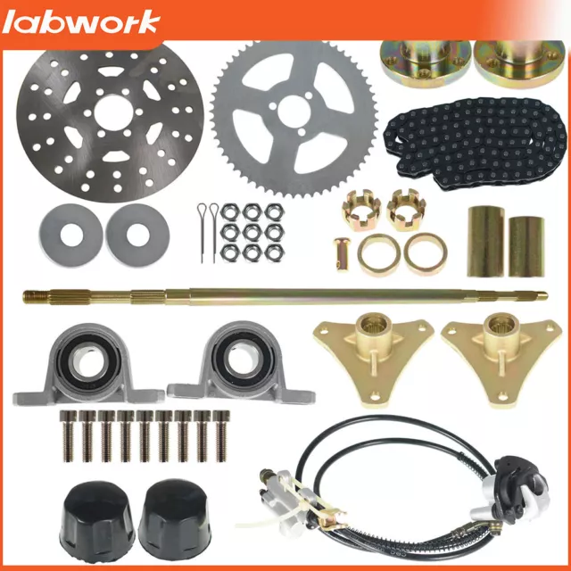 Brake Assembly,Drift Trike Go Kart Rear Live Axle Kit, Sprocket & Hub,Chain,Hub