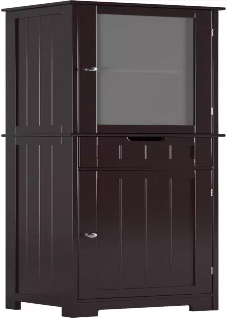 Bathroom Cabinet, Storage Cabinet with 2 Door & 1 Drawer, Floor Freestanding Adj 2
