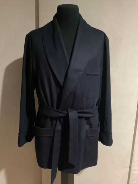 R P Smoking Jacket / Navy Cashmere & Wool / Made In Italy / New / Large - Xl