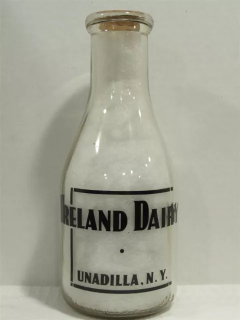 TRPQ MILK BOTTLE Ireland Dairy Farm Unadilla NY OTSEGO COUNTY 1952 Hard ...