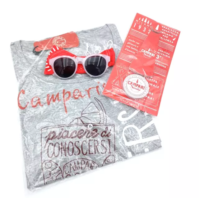 Campari Soda , Set Pubblicitario - T.shirt Donna Tg Xl .Occhiali.post It -