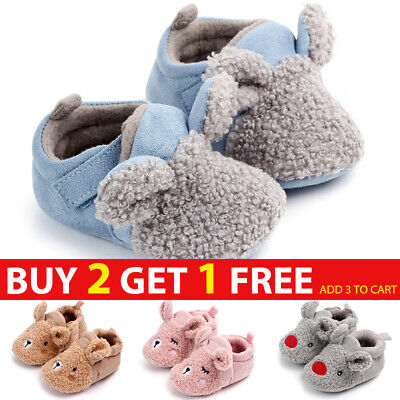 Newborn Toddler Baby Crib Boys Girls Shoes Cartoon Lamb Winter Warm Slippers