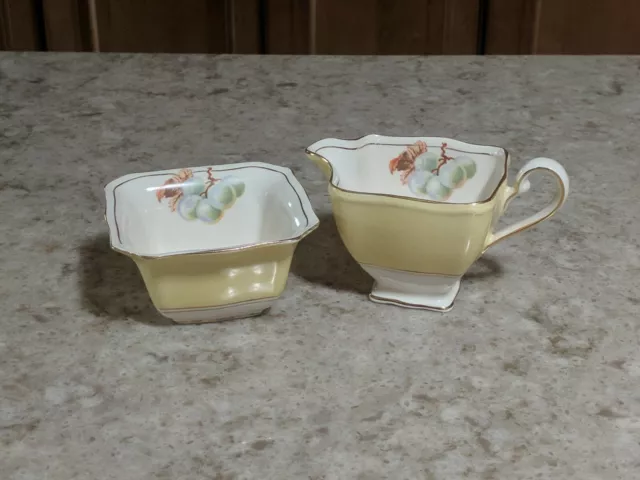 Royal Winton Grimwades Yellow pastel floral square creamer open sugar vintage