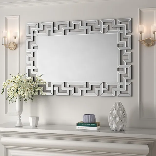 RP Large Mirror Wall Mounted 120 x 80cm Venetian Style Full Length Mirror Silver