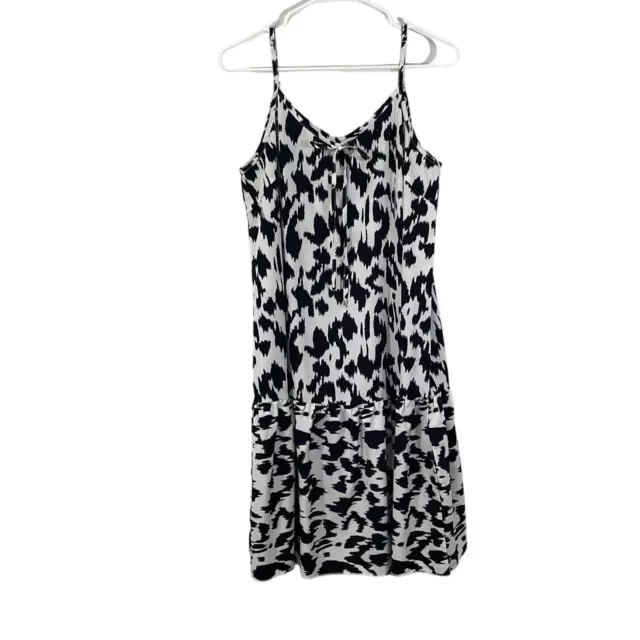 Shein Women Black White Abstract Sleeveless V Neck A Line Dress Size M US 6