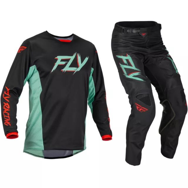 Fly Racing Motocross Mx Kit Pants Jersey Kinetic S.e. - Rave Black / Mint / Red