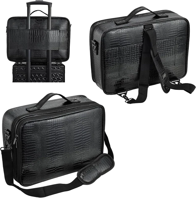 Beauty Case Da Viaggio Grande - Trousse Per Trucchi Con Scomparti Pennelli | Organizer Portatile Nero - Foto 2
