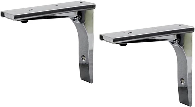 2-Pack 7" Stainless Steel Folding Industrial Grade Shelf Brackets