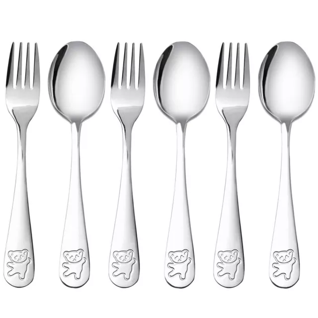 Stainless Steel Child Safety Cutlery Bear Children Spoon and Fork Set6747