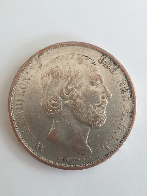 1 Pièce argent 2 1/2 Guilden 1863 Pays Bas Nederland très rare