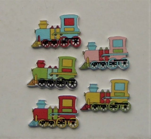 CRAFT-SEWING-SCRAPBOOKING - Asst Wooden 2 Hole Buttons (Planes, Trains & Auto's)