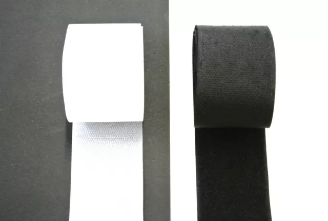 100mm Wide Sew On Hook & Loop Tape x 1m White Or Black For Sewing Crafts Fabric
