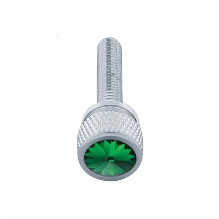 Long Dash Screw With Color Crystal For Kenworth - Green Crystal(Bulk); 23817B