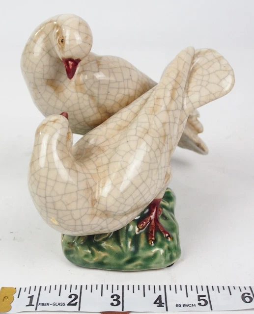 Crackle Porcelain Doves Figure Unknown Artist 2