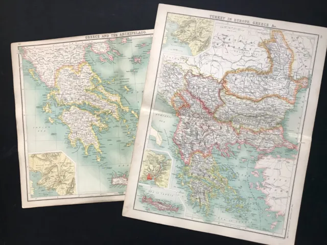 Antique 1900s Maps Ottoman Turkey Greece Serbia Walachia Bulgaria