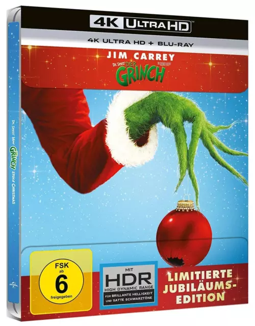 DER GRINCH (Jim Carrey) 4K Ultra HD + Blu-ray Disc, Steelbook NEU+OVP