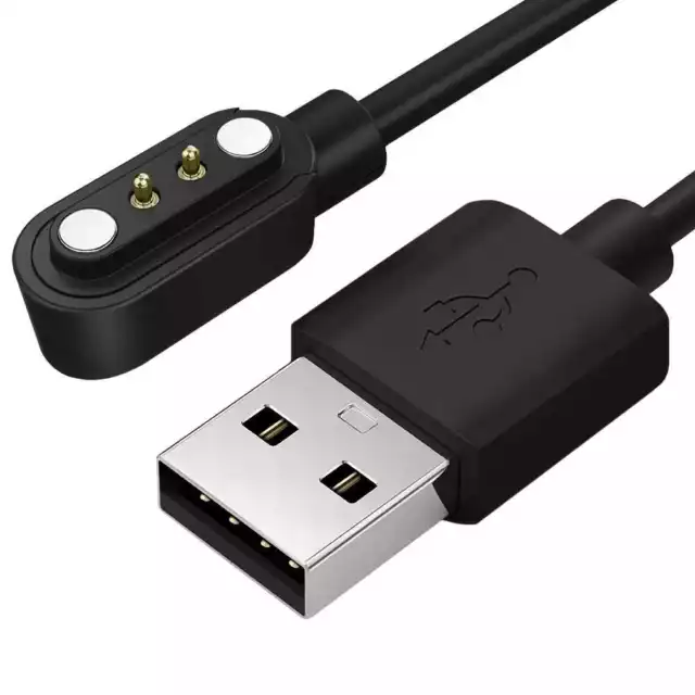 Cable Carga USB 2 Pin Compatible con Reloj Inteligente Xiaomi Haylou LS01 Negro