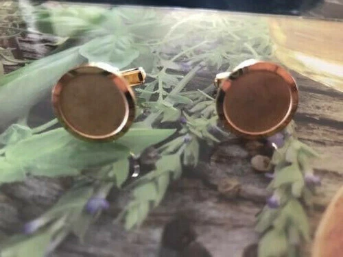 Boutons De Manchette Vintage Plaqué Or - Style Brutaliste Moderniste 20x12 Mm - Occasion