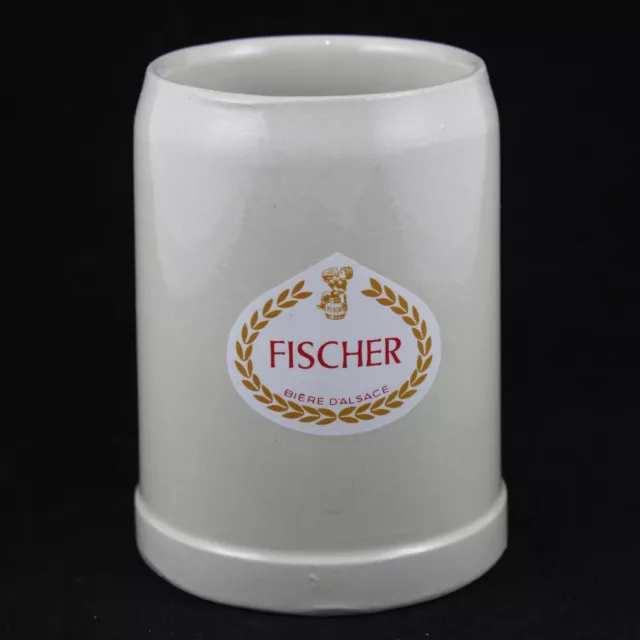 Cruche Céramique Bière Fischer Alsace 0.5Litros France C.1970