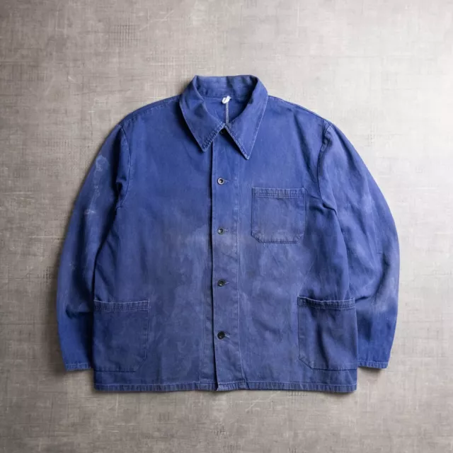 VINTAGE 60S WORKWEAR Blue French Workers Chore Jacket / Coat - Size ...