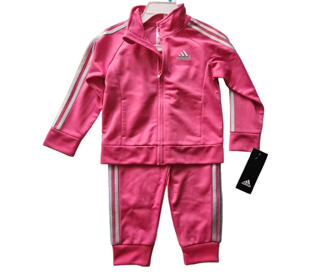 2 PIECE ADIDAS Pink Tracksuit, Jacket, Pants, Outfit, Baby Girls Size