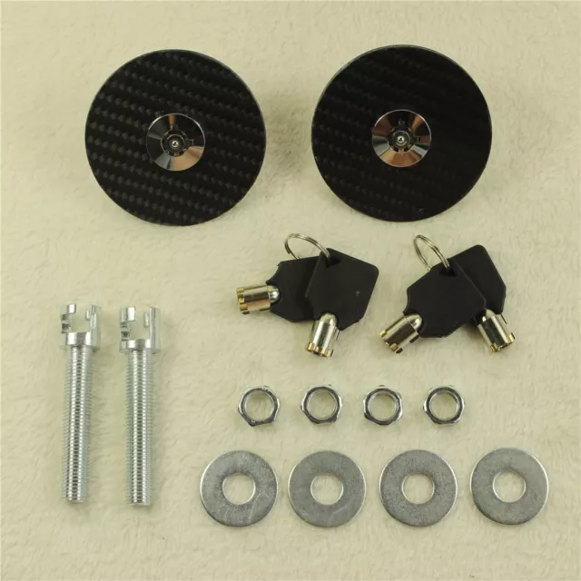 Universal  Racing Carbon Fiber Mount Bonnet Hood Latch Pin Key Locking Kit