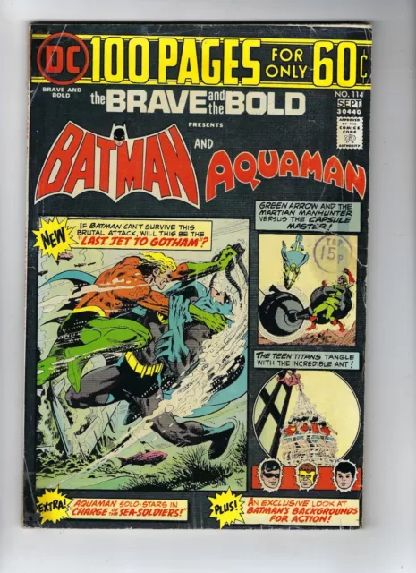 Brave And The Bold # 114 Batman & Aquaman 100 pg. Giant-Size Sept 1974 GD