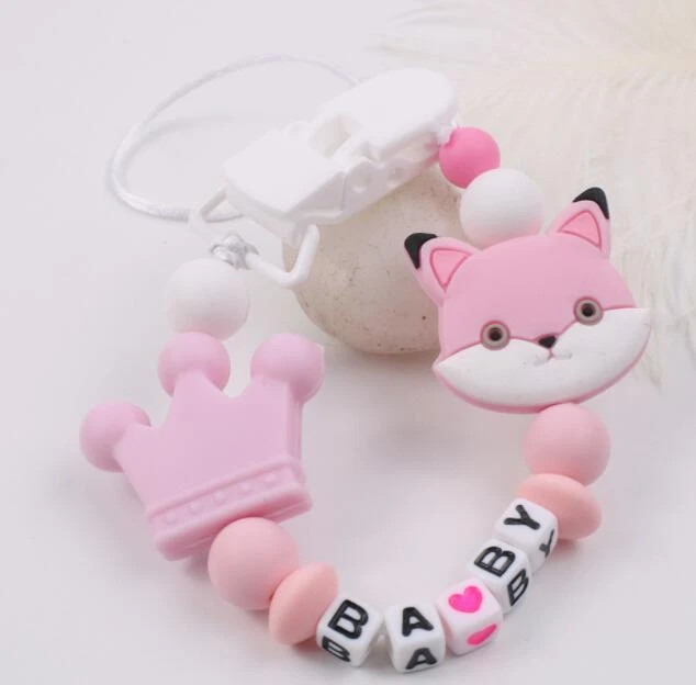 Personalised Name Baby Dummy Clips Soother Holder Pacifier Chain Shower Gift New
