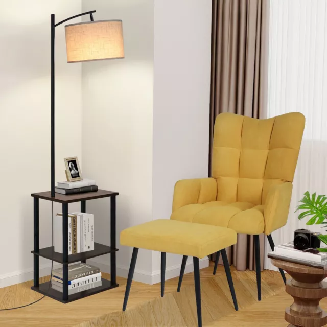 Lampadaire LED Table d'Appoint Design Moderne avec abat-jour en tissu 2