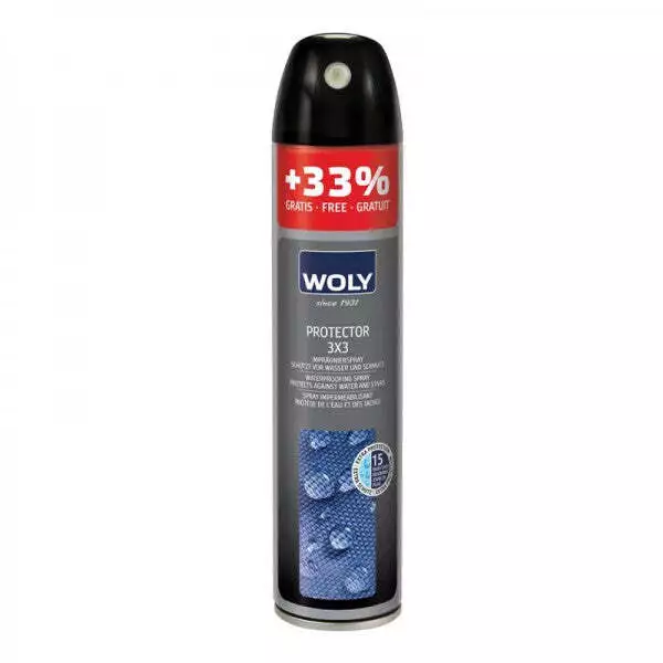 Woly protector spray 3x3 waterproofing for suede leather and textiles 33% extra