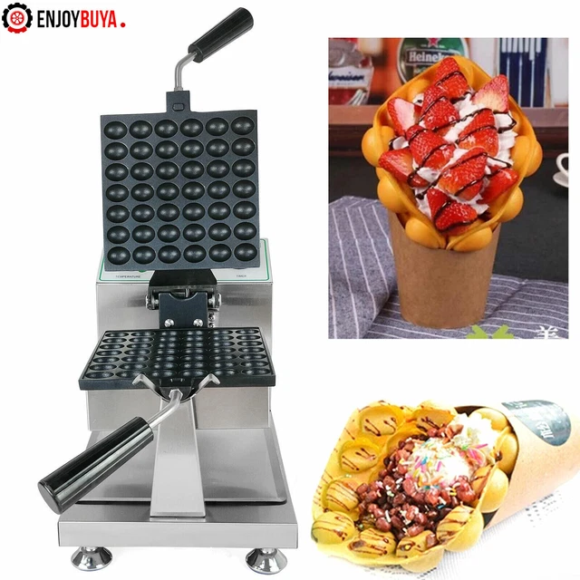 Waffle Maker Machine Commercial Stainless Electric Bubble Egg Cake Maker Silver