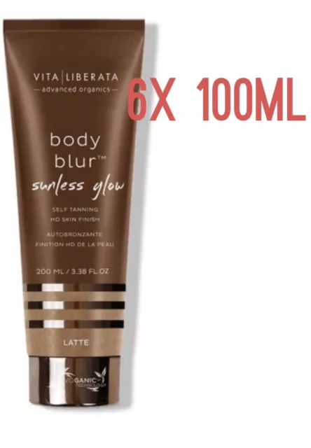 6x Vita Liberata Body Blur Sunless Glow Self Taning HD Skin Finish Latte 100ml