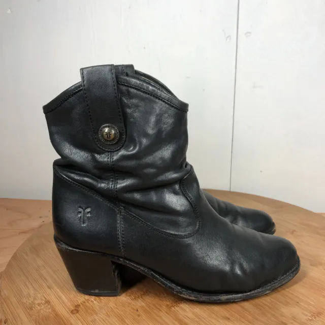 Frye Boots Womens 8 B Jackie Button Black Leather Heeled Western Pull On Casual