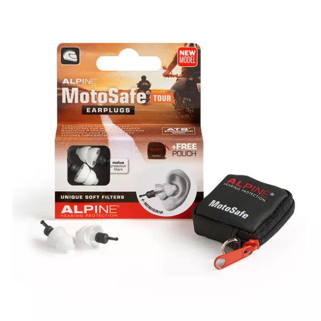 ALPINE Motosafe Motorcycle Tour Reusable Caps for Ears Earplugs Grip