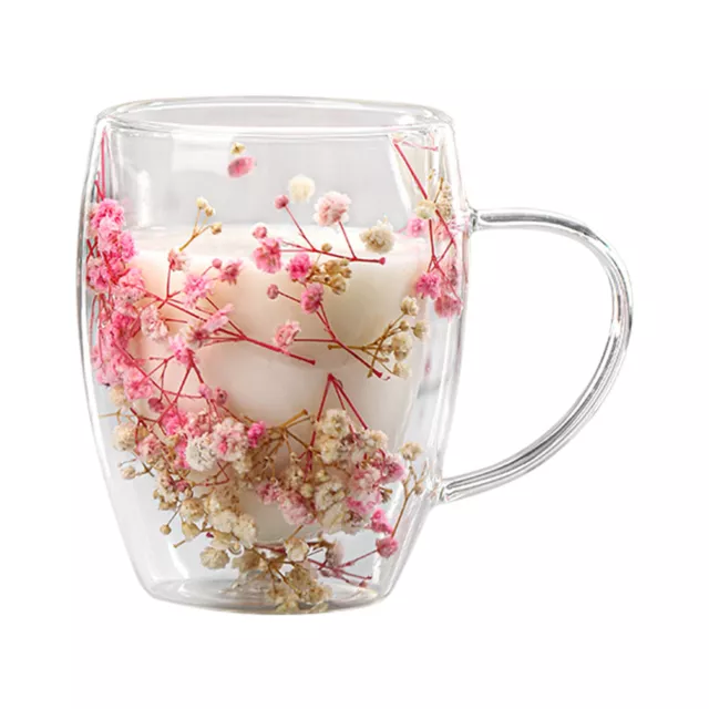 Trockene Blumen, doppelwandige Glastasse, Glas-Teetasse, doppelwandige, isoliert