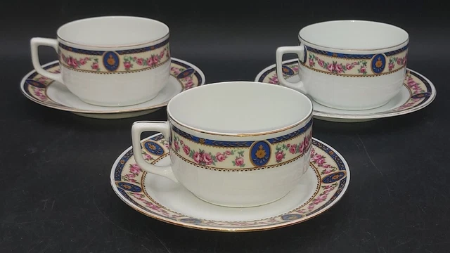 3 TASSES A DEJEUNER OU A CHOCOLAT ANCIENNES PORCELAINE ALLEMANDE D 10 cm XXème 7