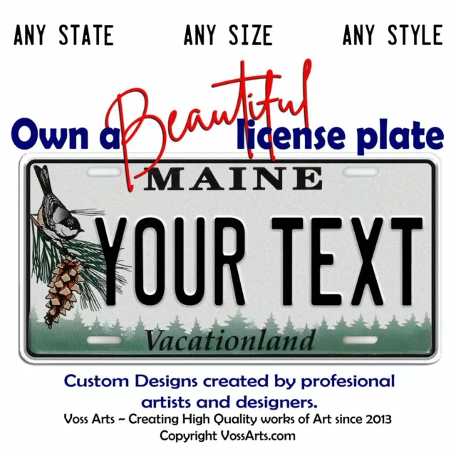 MAINE License Plate Vacationland custom personalized YOUR TEXT Car Bike Key Tag