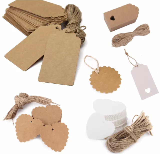 100PCS Christmas Kraft Paper Gift Tags Price Wedding Scallop Label Blank Luggage