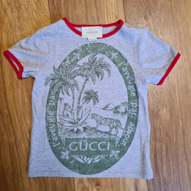 T.shirt ragazzo designer Gucci top 4 anni grigio logo Gucci