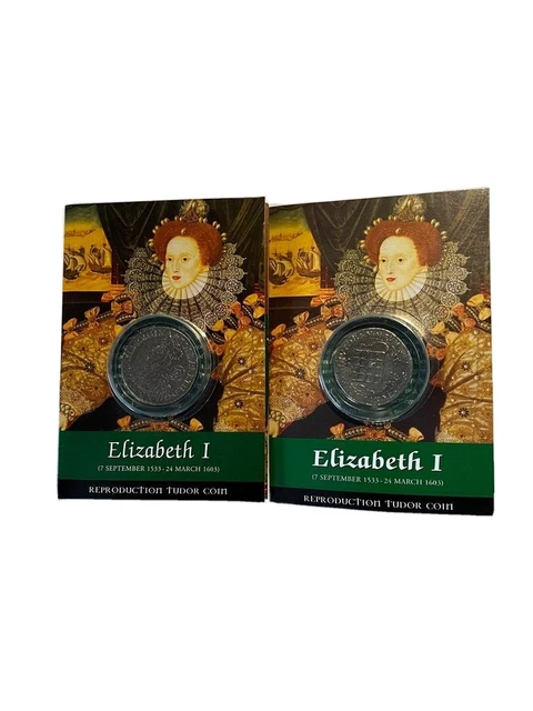 Ensemble 2 Elizabeth I Tudor Pièces Testern Et Six Pence Superbe Qualité