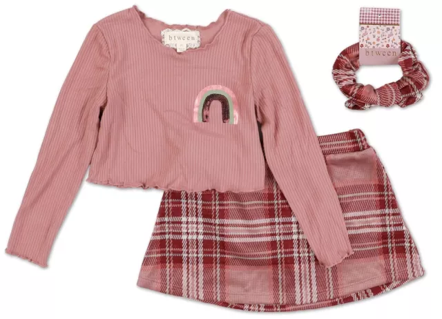 Btween Toddler Girls 3 Pc Mauve Plaid Skirt Set Size 2T NWT