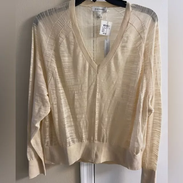 Club Monaco wallice sweater beige sheer v neck pullover. NWT  Large. retail:$129