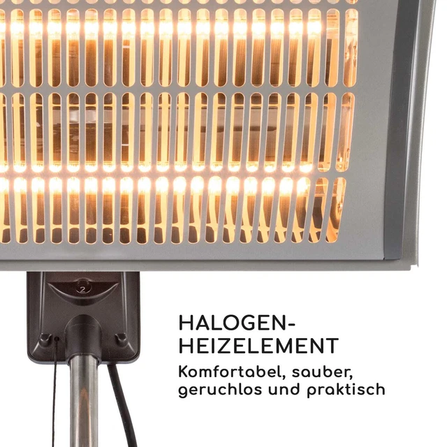 Heizstrahler Terrassen Heizgerät Halogen Wärmestrahler Garten Heizung IP44 2000W 3