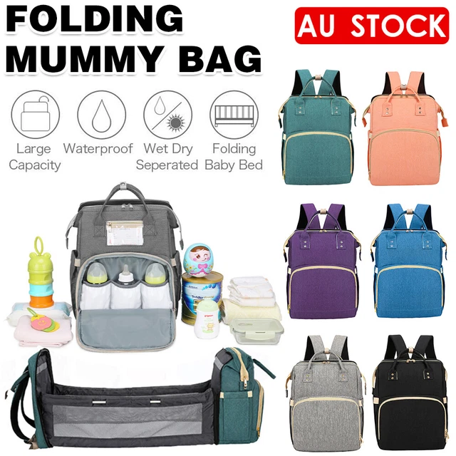 Large Changing Mummy Bag Maternity Nappy Diaper Crib Backpack Folding Baby Bed