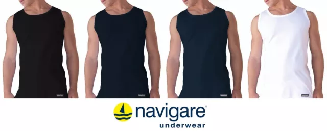 3 Pezzi Canottiera Navigare 511 Spalla Larga Uomo 100% Cotone Jersey Da 4 A 10